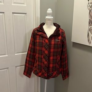 Columbia Red Pink Plaid Hooded Jacket Lined Size Large NWOT